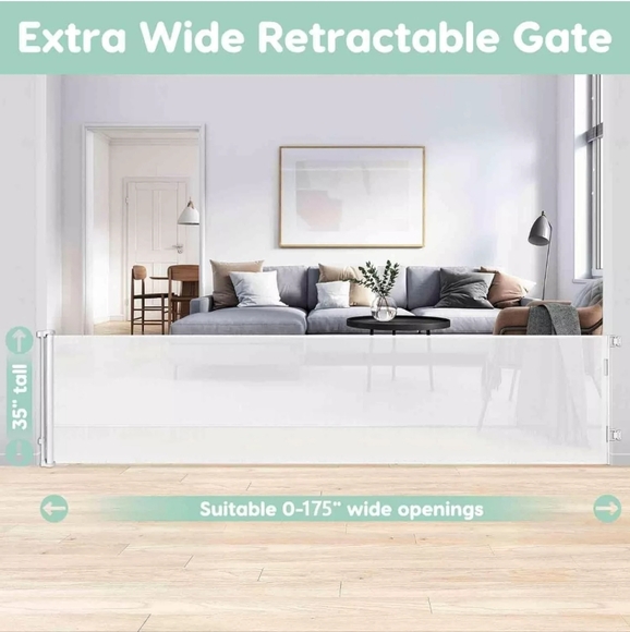 175" x 35" Extra Wide Retractable Baby Pet Gate Room Divider - Picture 4 of 8